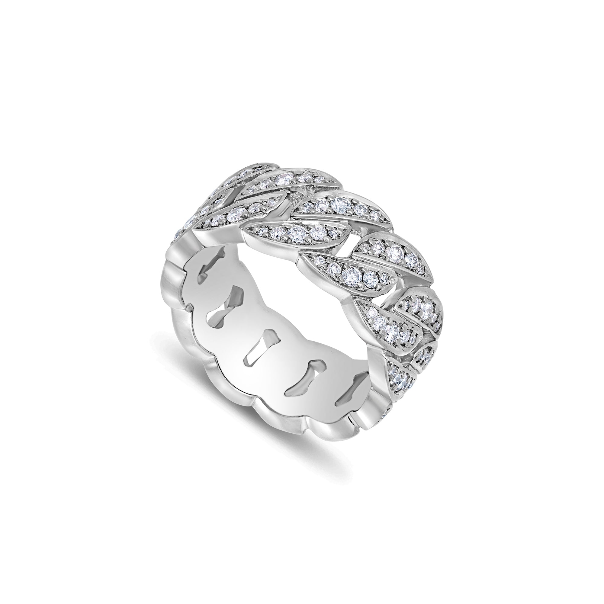 14k White Gold Diamond Cuban Link Ring 5 Ctw – Avianne Jewelers