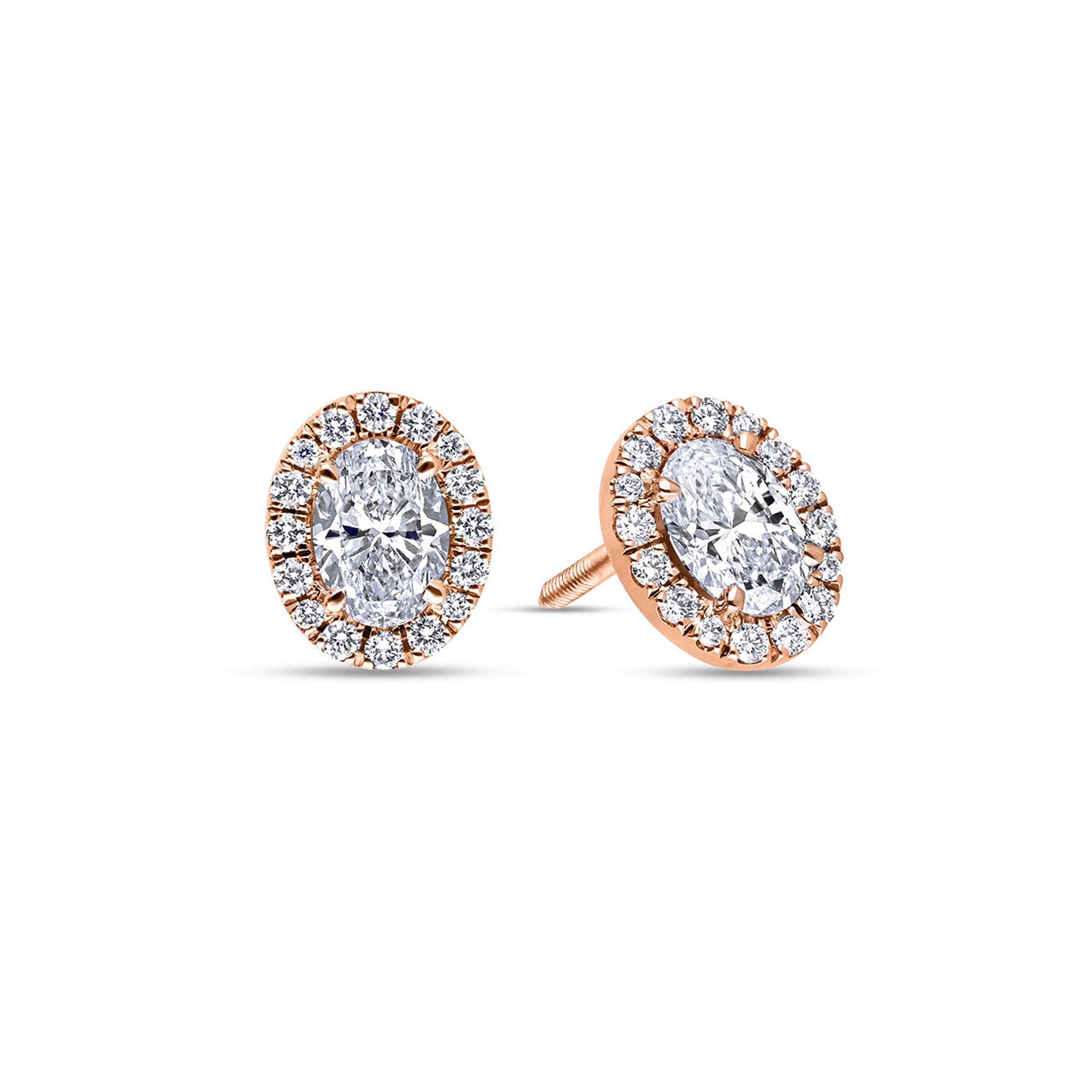 Diamond Oval Halo Stud Earrings 3 ct tw Oval & Round-cut 14K White Gold |  Kay