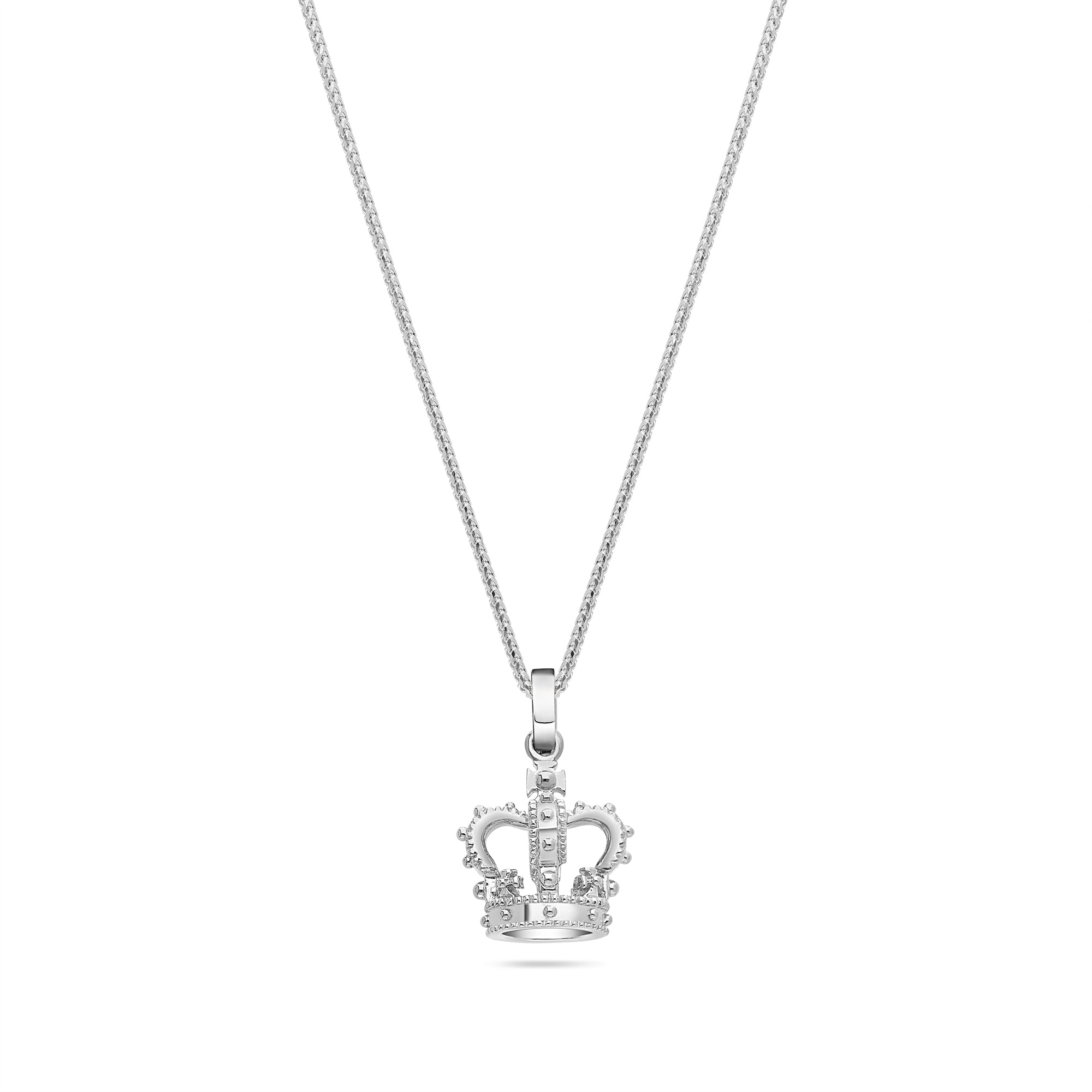 14K 2024 White Gold Finish The King of The World Pendant + Free Chain.