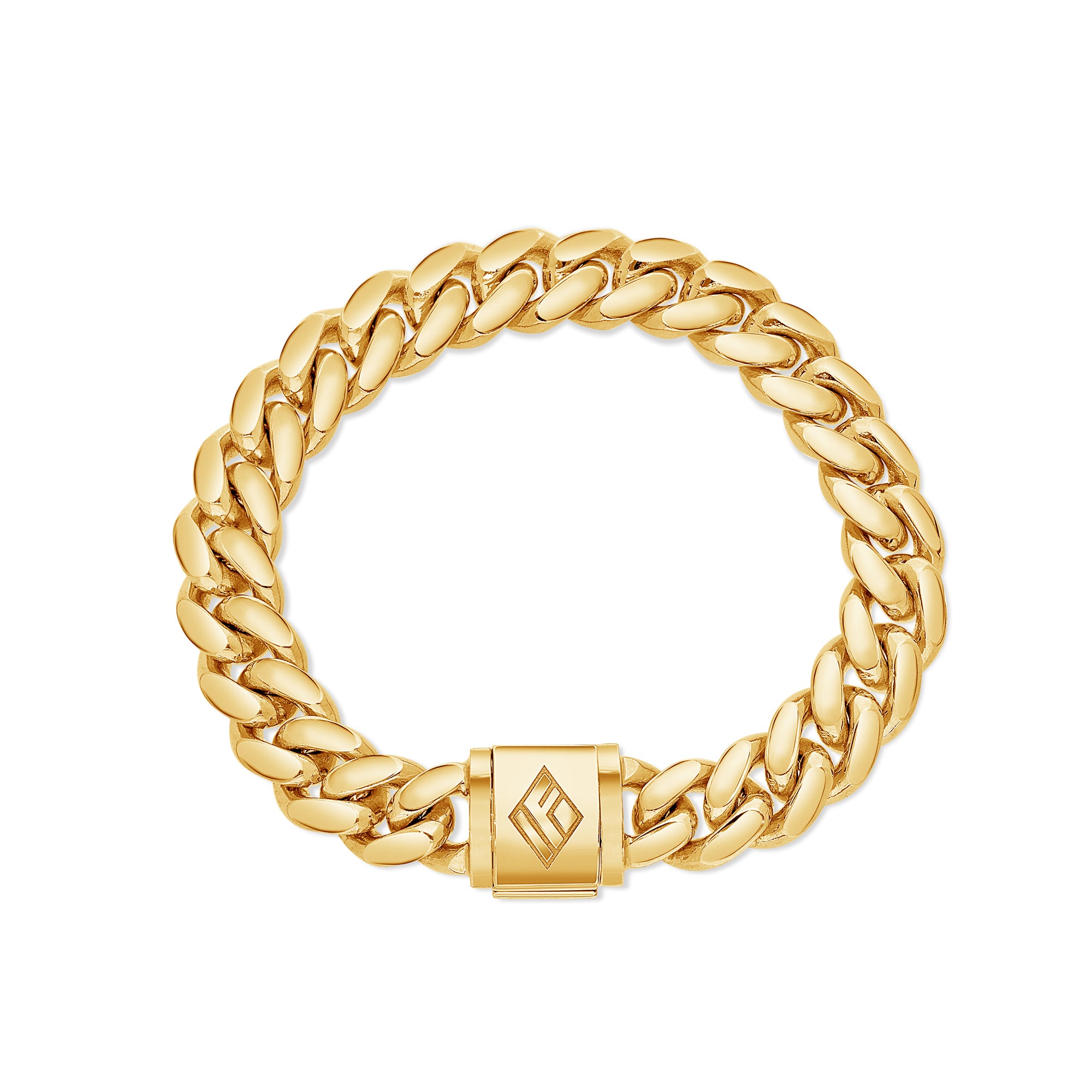 New 18k yellow gold Cuban link factory chain and bracelet