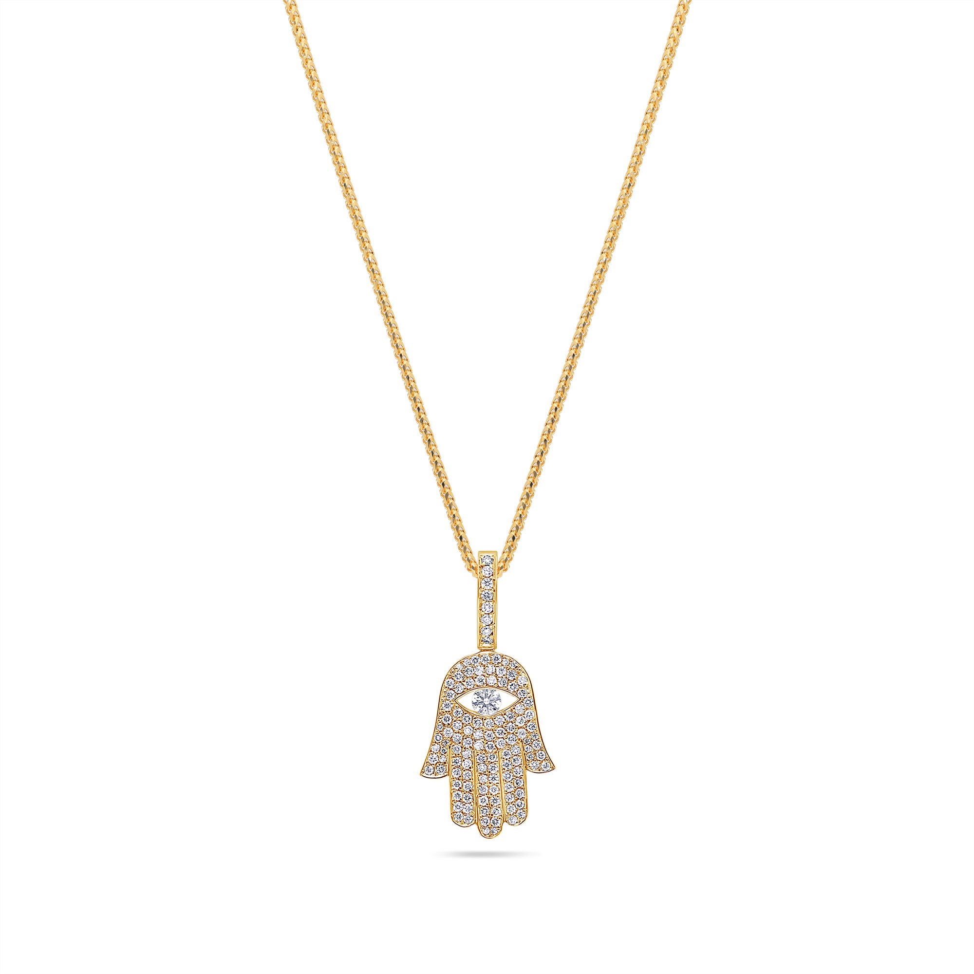 Micro Iced popular Hamsa Pendant With Chain