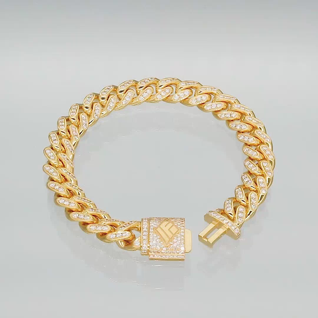 Womens Diamond Cuban Link Bracelet 10mm in White Gold - 7 Inches - Gold Presidents