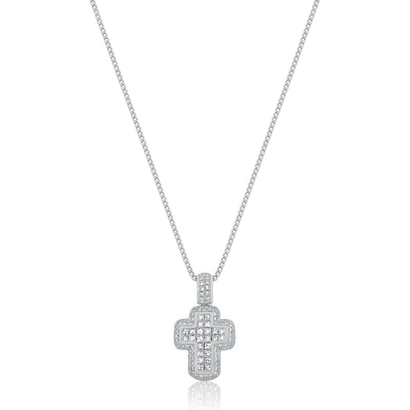 Micro diamond deals cross necklace