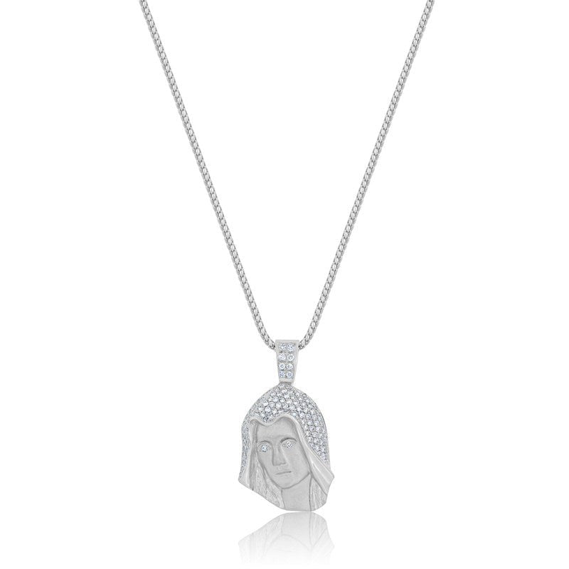 Diamond Virgin Mary Necklace - Micro Guadalupe (Fully Iced) - IF & Co.