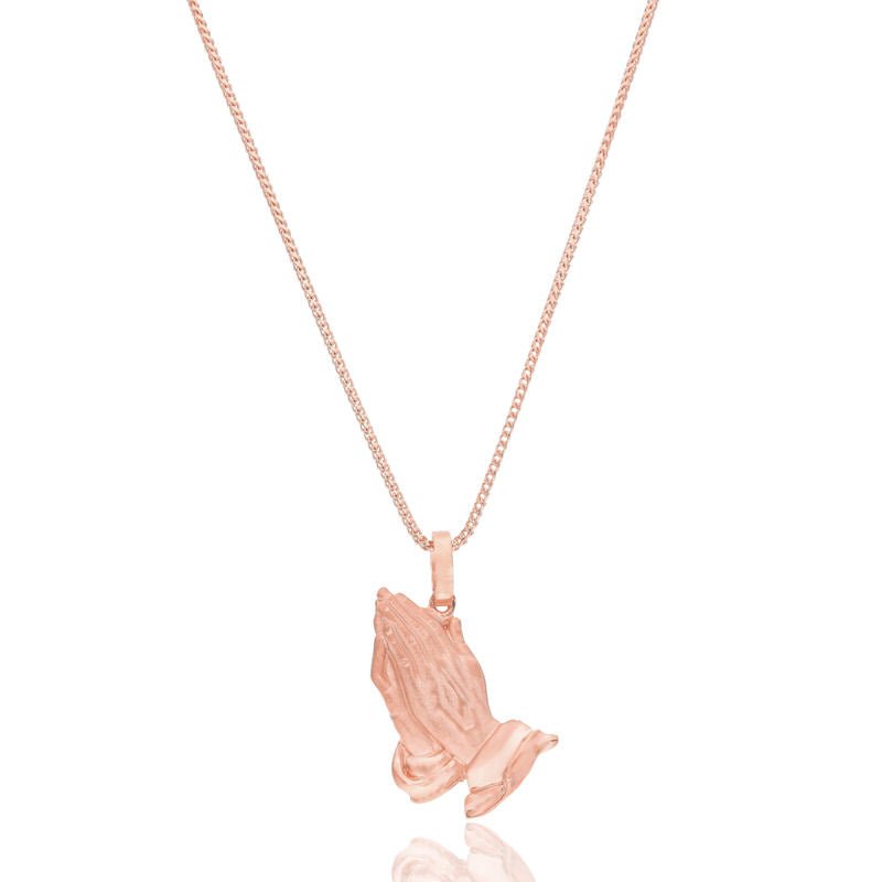 Rose gold chain with clearance praying hands