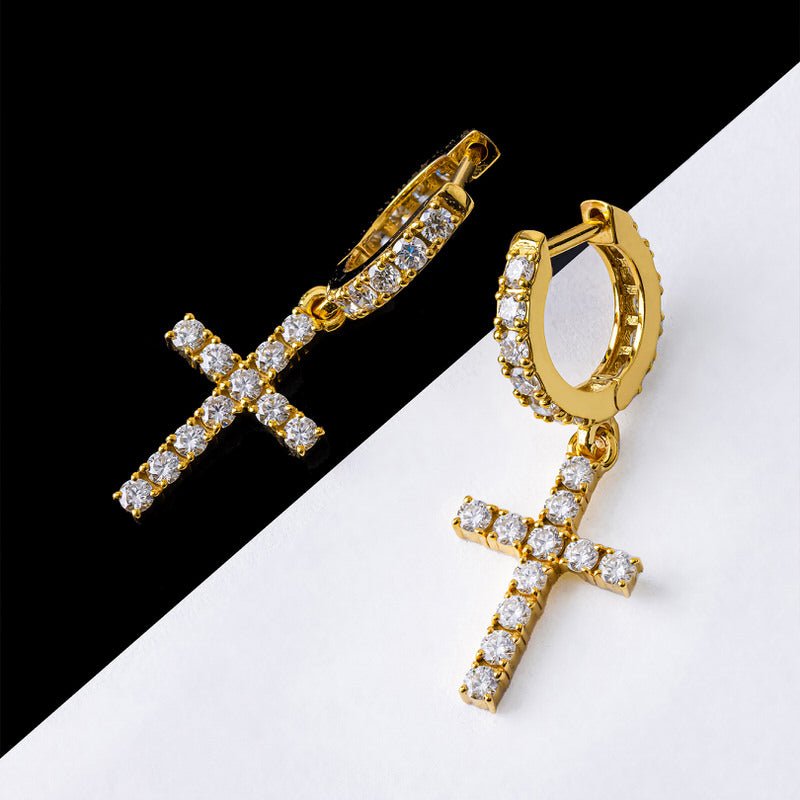 18K Gold Filled Diamond Cross Dangle Hoop Earrings for Women - China  Jewelry and Fashion Jewelry price | Made-in-China.com