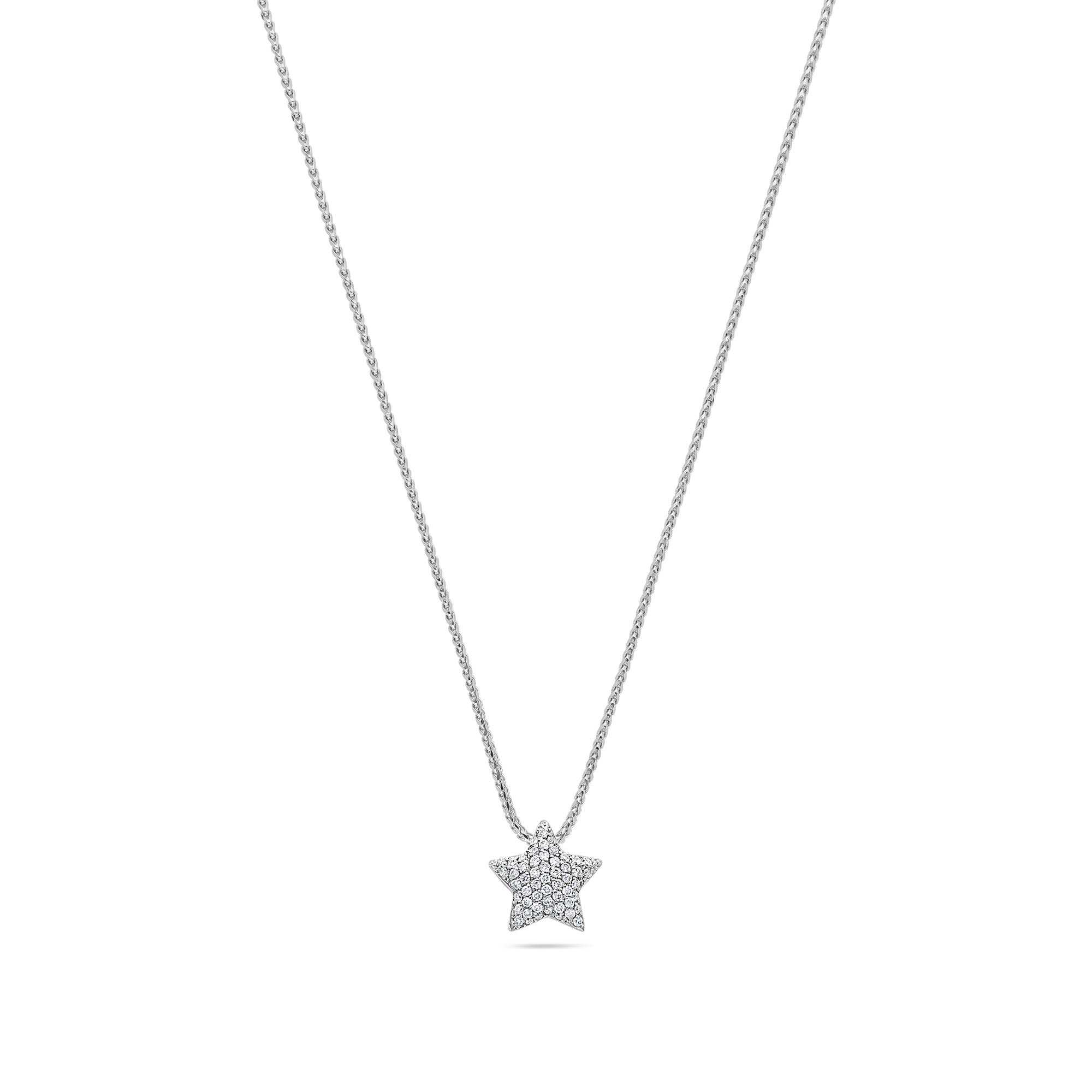 Center Diamond Star of David Necklace in 14k Yellow Gold or White Gold